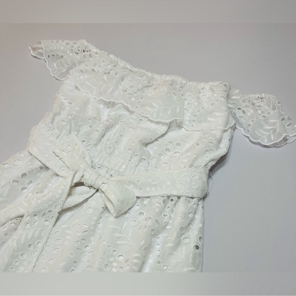 Lilly Pulitzer Off The Shoulder Midi Dress Size XL White Romantic Flounce Lace - Picture 6 of 12